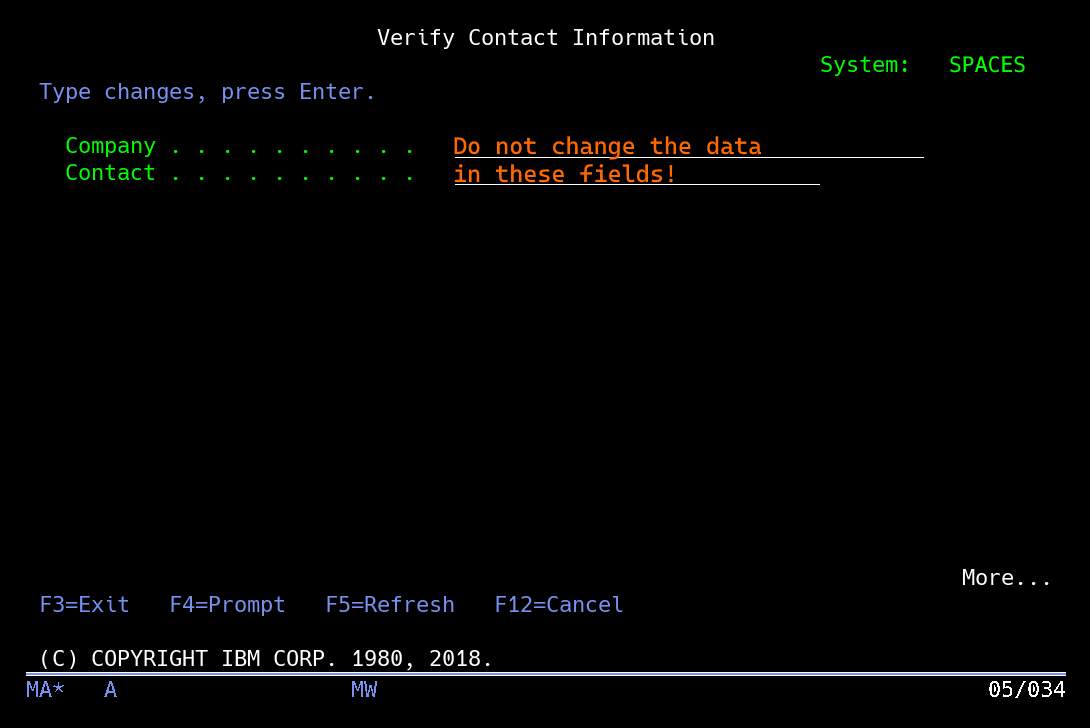 Verify Contact Information page, where you should not change the pre-populated information