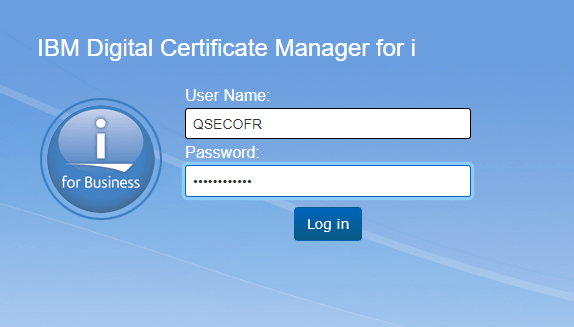 Digital Certificate Manager (DCM) login