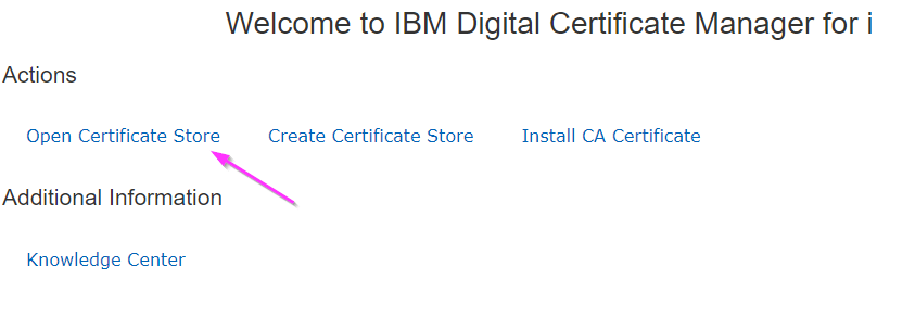 DCM main page before loading a certificate store