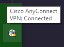 Connected message and lock on Cisco AnyConnect tray icon